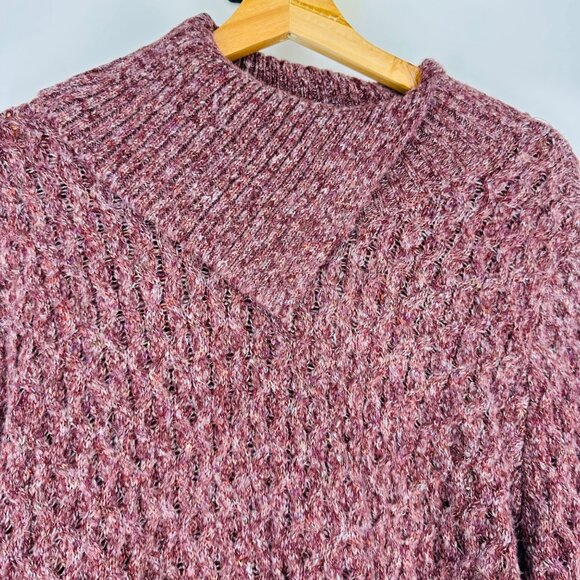 Retrology Purple Chunky Knit Asymmetric Neck Pullover Sweater Plus Size 1X NWT - Picture 7 of 8